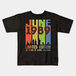 June 1989 35 Years Of Being Awesome Limited Edition Kids T-Shirt